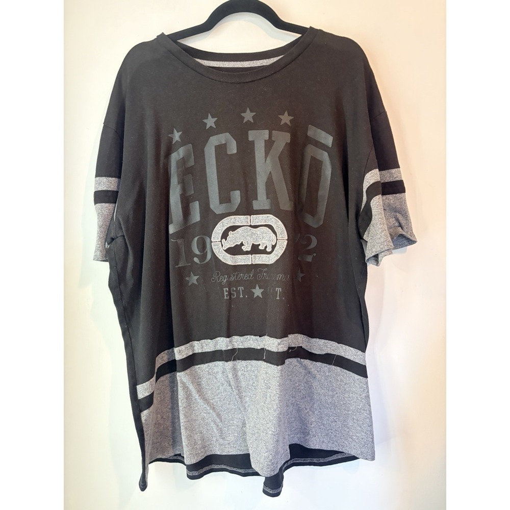 Ecko Unltd Shirt Mens 3XL Black Graphic Tee Y2K Streetwear Oversized Rhino Logo